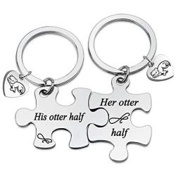 His Otter Half Her Otter Half Couple Puzzle Keychain Lover Boyfriend Girlfriend Gift Powerful Puzzle Jewelry Gifts
