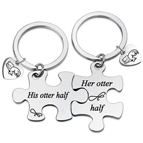 His Otter Half Her Otter Half Couple Puzzle Keychain Lover Boyfriend Girlfriend Gift Powerful Puzzle Jewelry Gifts