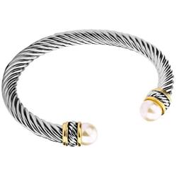 UNY Fashion Jewelry Brand Cable Wire Bangle Elegant Beautiful Imitation Pearl Valentine