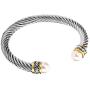 UNY Fashion Jewelry Brand Cable Wire Bangle Elegant Beautiful Imitation Pearl Valentine