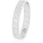Edforce Stainless Steel Womens Greek Pattern Oval Cutout Hinged Bangle Bracelet