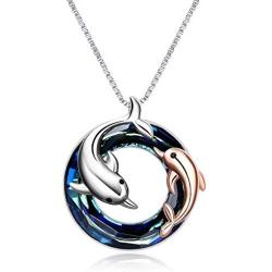 ONEFINITY Dolphin Necklaces Sterling Silver Crystal Dolphin Pendant Ocean Jewelry Necklace for Women