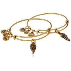 Alex and Ani ''Path of Symbols'' Wings Set of 2 Expandable Wire Bangle Charm Bracelet