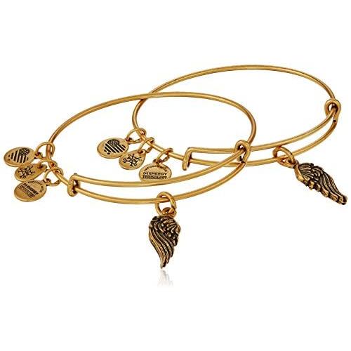 Alex and Ani ''Path of Symbols'' Wings Set of 2 Expandable Wire Bangle Charm Bracelet