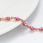 2Pcs Trendy 14k Gold Plated Colorful Difform Cute Circle Evil Eye Beaded Lucky Protection Necklaces Amulet Bracelets Set for Women Girls Popular Jewelry
