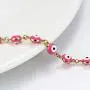 2Pcs Trendy 14k Gold Plated Colorful Difform Cute Circle Evil Eye Beaded Lucky Protection Necklaces Amulet Bracelets Set for Women Girls Popular Jewelry