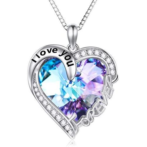 TOUPOP I Love You Forever Jewelry s925 Sterling Silver Infinity Heart Pendant Necklace Jewelry Gifts for Women Wife Girlfriend Mom Wedding Anniversary Birthday Mothers Day