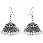 Saissa Silver Plated Oxidised Metal Bollywood Lightweight Small Jhumka Boho Earrings Indian Jewelry for Women