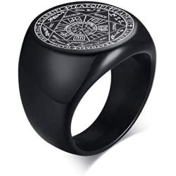 VNOX Seals of The Seven Archangels Talisman Ring Stainless Steel Oval Signet Biker Ring for Men Boys