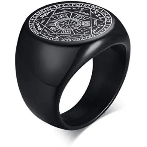 VNOX Seals of The Seven Archangels Talisman Ring Stainless Steel Oval Signet Biker Ring for Men Boys VNOX Seals of The Seven Archangels Talisman Ring Stainless Steel Oval Signet Biker Ring for Men Boys