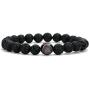 Linsoir Beads Trendy Baseball Bracelet Lava Stone/White Howlite/Matte Black Stone Beaded Bracelet Sports Jewelry for Boy Gift Jewelry 1 pc