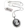 PammyJ Silvertone Black and White Cameo Lady Necklace, 18 inches