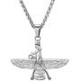 U7 Farvahar Pendant Chain Stainless/Black Gun/18K Gold Plated Symbol Iran Persian Gift Necklace, Customizable