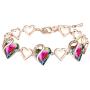 Leafael 18K Rose Gold Plated Love Heart Link Bracelet with Healing Stone Crystal Jewelry Gifts for Women, 7'' Chain + 2'' Extender