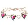 Leafael 18K Rose Gold Plated Love Heart Link Bracelet with Healing Stone Crystal Jewelry Gifts for Women, 7'' Chain + 2'' Extender