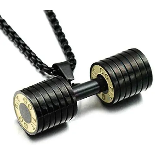 Titanium Steel Three Colors Dumbbell Pendant Necklace Stainless Steel Male Fashion Fitness Barbell Jewelry Titanium Steel Three Colors Dumbbell Pendant Necklace Stainless Steel Male Fashion Fitness Barbell Jewelry
