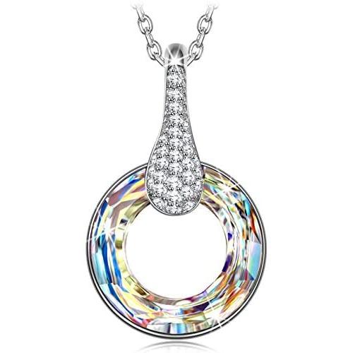 Kate Lynn Gifts for Her Valentines Day ✦Aurora Borealis✦ 925 Sterling Silver Pendant Necklace Crystals & Cubic Zirconia Jewelry for Women with Gift Box