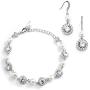 Mariell Ivory Pearl & Round CZ Bridal Bracelet & Earrings Set - Wedding Jewelry Sets for Bridesmaids