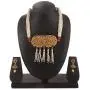 Efulgenz Indian Bollywood Traditional 14 K Gold Plated Crystal Kundan Pearl Beaded Wedding Temple Tassel Choker Necklace Earrings Jewelry set