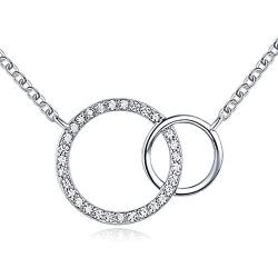 TRENSYGO Circle Pendant Necklace, Double Circle Necklaces for Women, Open Circle Necklaces for Women, 2 Circle Necklace, Linked Circle Necklace, Full Circle Necklace, Simple Circle Necklace
