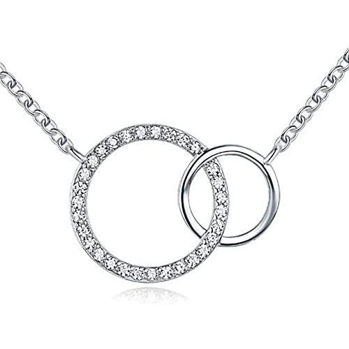 TRENSYGO Circle Pendant Necklace, Double Circle Necklaces for Women, Open Circle Necklaces for Women, 2 Circle Necklace, Linked Circle Necklace, Full Circle Necklace, Simple Circle Necklace