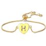 Gold CZ Heart Initial Bracelet A-Z Adjustable Colorful Crystals Stone Jewelry for Women