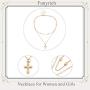 Funyrich Layered Cross Pendant Necklace Jesus Beaded Necklaces Chain Adjustable Choker Necklace Jewelry for Women and Girls (Gold)