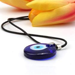 Evil Eye Necklace Turkish Blue Glass Evil Eye Pendant Necklaces Hamsa Hand Leather Rope Chain Necklace for Women Men Girls Lucky Protection Jewelry