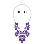 Lux Accessories Floral Flower Clear Stone Statement Necklace Matching Earrings