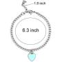 Jewanfix Charm Bracelet for Girls, Womens Stainless Steel Love Heart Charm Beaded Delicate Bracelet