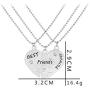 Luvalti Best Friends Forever Heart Necklaces - Set of 3 Friendship Necklaces - Family and Friends Jewelry