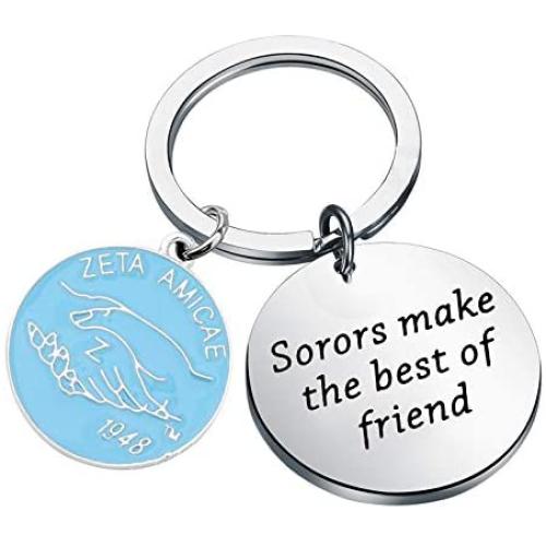 UJIMS Zeta Amicae Inspired Keychain Sisterhood Jewelry for Women Girl Sorors Make The Best of Friend Greek Sorority Gift