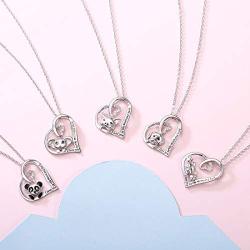 Girls Cute Piggy Jewelry 925 Sterling Silver Engraved'' I love you to the moon and back'' Delicate Hollow Heart Pendant Necklace (Labrador)