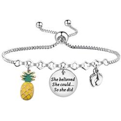 BLEOUK IVF Infertility Bracelet Infertility Mom Jewelry Infertility Gift IVF Encouragement Gift for Her IVF Pineapple Charm Bracelet IVF Infertility Inspirational Adjustable Bracelet