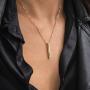 Oak&Luna Personalized Custom Pillar Bar Necklace -3D Engraved 4 Sides- Sterling Silver 925 Jewelry Gift for Her- Mother Day Pendant