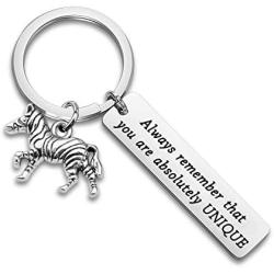 WUSUANED Inspirational Gift Always Remember That You are Absolutely Unique Zebra Keychain Inspirational Jewelry Gift for Zebra Lover