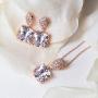 A+O Mother of The Bride or Groom Gift, Cushion Cut Wedding Jewelry Set in Silver, Gold, Rose Gold