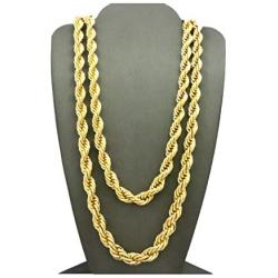 Fashion 21 Hip Hop 80 Unisex Rappers 8, 10, 12mm Hollow Rope Chain Necklace in Gold, Silver Tone