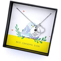 Grandma Necklace Grandma Gifts from Grandchildren Best Grandma Ever Tree of Life 2 Pendants Heart Nana Necklace Jewelry with Gift Box