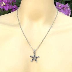 Wicca Jewelry Magic Pentagram Star Twigs Bundle Pagan Witchcraft Witch Witches Wiccan Magick Gothic Pewter Mens Pendant Necklace Lucky Charm Protection Amulet Talisman for men women Silver Ball Chain