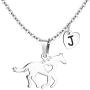 Jewenova Horse Necklace for Girls Initial Heart Charm Necklace Stainless Steel Dainty Horse Pendant Letter Necklace Jewelry Gifts for Women Girls Horse Lovers