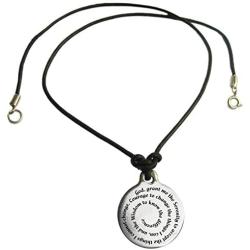 Serenity Prayer Necklace Medallion with Leather