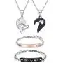 4Pcs Couple Necklace Bracelet Set I Love Necklace Love Heart Crown Necklace BFF Bracelet Couple Gift for Her