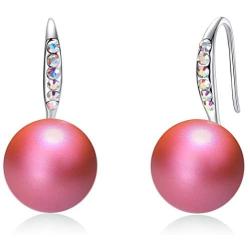 Esottia Drop Earrings Made with Crystal Pearls from Swarovski, Gifts for Women, Multi Color, Silver-Tone
