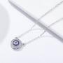 BAMOER 925 Sterling Silver Expandable Lucky Blue Evil Eye Chain Bracelet Necklace with Sparkling Cubic Zirconia for Women Girls