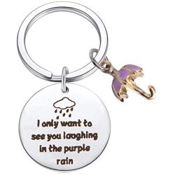 TongXin The Umbrella Academy Inspired Jewelry I Only Want to See You Laughing in The Purple Rain Keychain for Umbrella Academy Fans