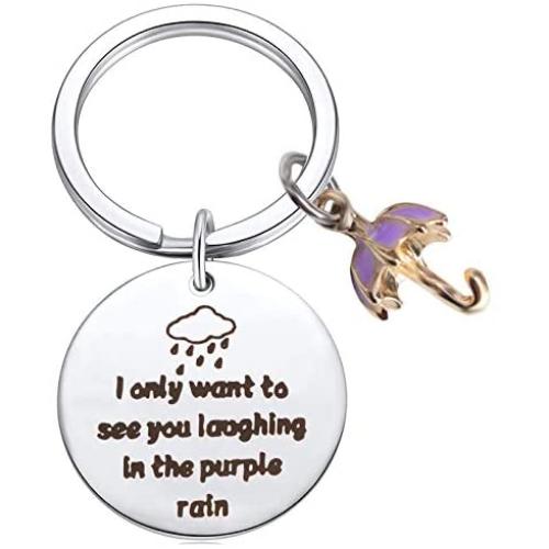 TongXin The Umbrella Academy Inspired Jewelry I Only Want to See You Laughing in The Purple Rain Keychain for Umbrella Academy Fans
