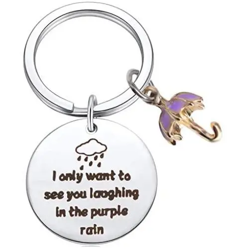 TongXin The Umbrella Academy Inspired Jewelry I Only Want to See You Laughing in The Purple Rain Keychain for Umbrella Academy Fans TongXin The Umbrella Academy Inspired Jewelry I Only Want to See You Laughing in The Purple Rain Keychain for Umbrella Academy Fans