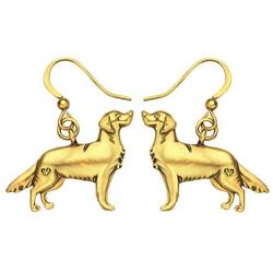 WEVENI Alloy Cute Golden Retriever Dog Earrings Gold Silver plated Dangle Drop Pet Jewelry For Women Girls Ladies Gifts