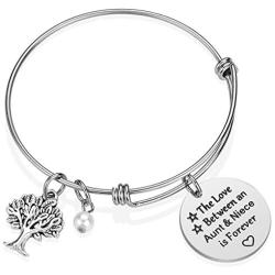 iJuqi Aunt Gift From Niece - Aunt Niece Bracelet, The Love Between An Aunt and Niece Is Forever, Aunt Birthday Gifts, Stainless Steel Aunt Jewelry Gift